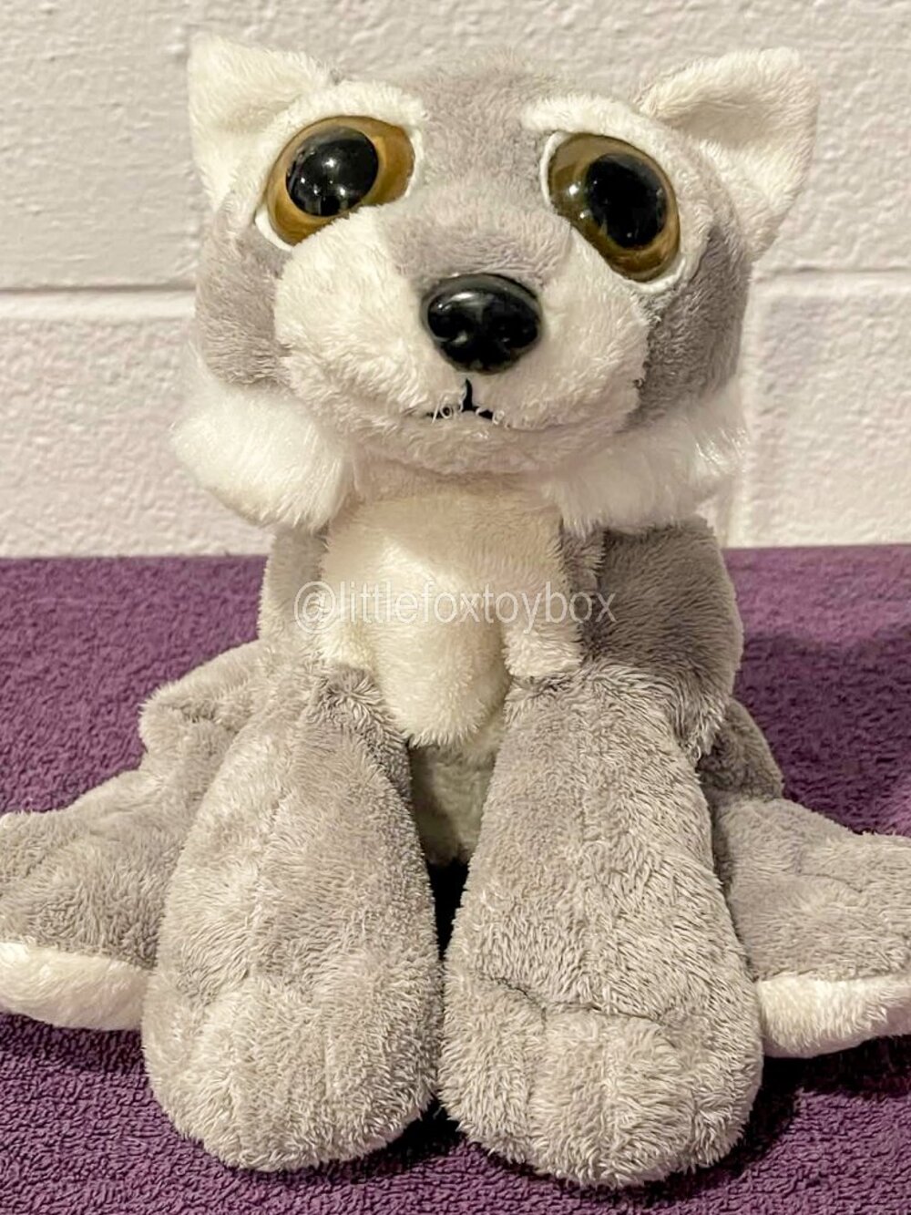 The Petting Zoo Great Wolf Lodge Gray Wolf Plush Big Gold Eyes Stuffed ESSA